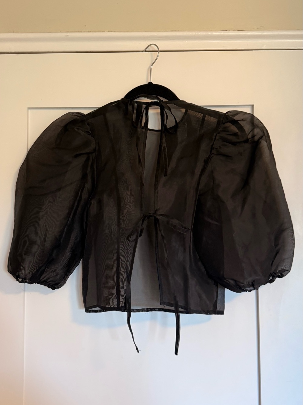 H&M Divided Sheer Organza Tie Back Crop Top - Picture 3 of 7